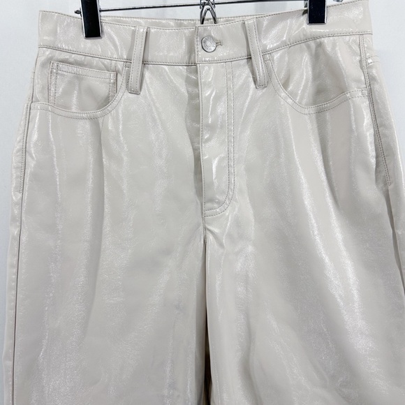Madewell The Perfect Vintage Straight Jeans Cream Faux Leather High rise Size 27 - Picture 5 of 9